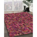 Patterned Cherry Red Rug in Family Room, pat2095brn