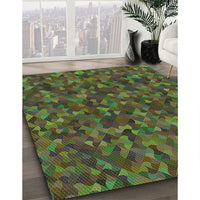 Patterned Olive Green Rug, pat2095grn