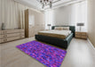 Patterned Jasmine Purple Rug in a Bedroom, pat2095pur