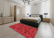 Patterned Red Rug in a Bedroom, pat2095rd