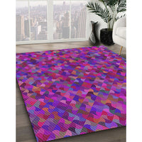 Patterned Violet Red Pink Modern Rug, pat2095