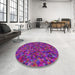 Round Patterned Violet Red Pink Modern Rug in a Office, pat2095