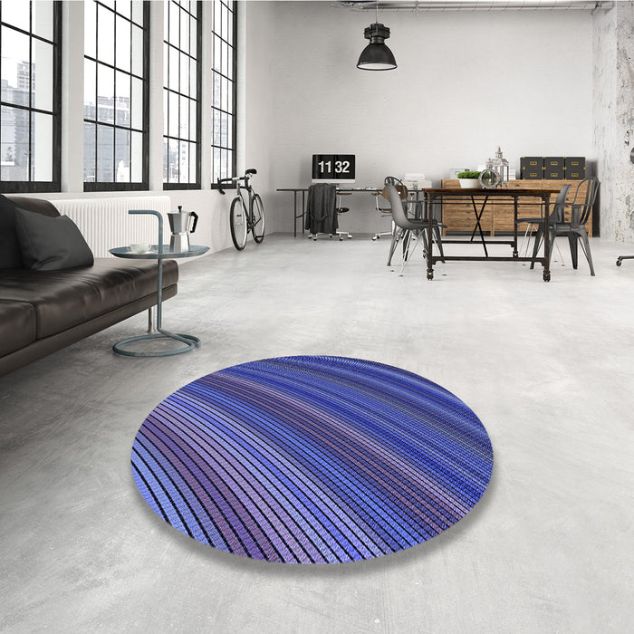 Round Patterned Light Slate Blue Rug in a Office, pat2096blu