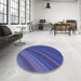 Round Patterned Light Slate Blue Rug in a Office, pat2096blu