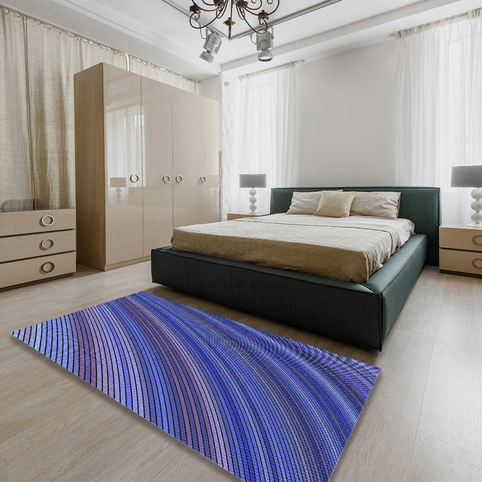 Patterned Light Slate Blue Rug in a Bedroom, pat2096blu