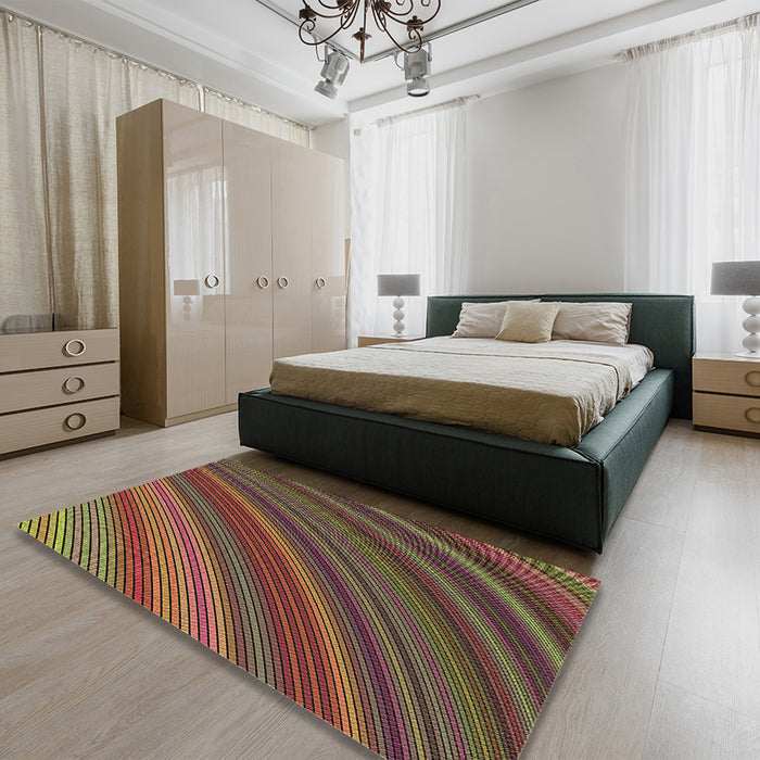 Patterned Copper Brown Rug in a Bedroom, pat2096brn