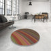 Round Patterned Copper Brown Rug in a Office, pat2096brn