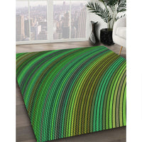 Patterned Dark Forest Green Rug, pat2096grn