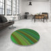 Round Patterned Dark Forest Green Rug in a Office, pat2096grn