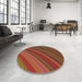 Round Patterned Saffron Red Rug in a Office, pat2096org