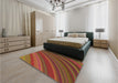 Patterned Saffron Red Rug in a Bedroom, pat2096org