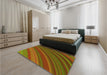 Patterned Saffron Red Rug in a Bedroom, pat2096yw