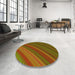 Round Patterned Saffron Red Rug in a Office, pat2096yw