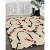 Patterned Dark Almond Brown Rug, pat2097brn