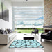 Square Patterned Seafoam Green Rug in a Living Room, pat2097lblu