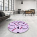 Round Patterned Medium Orchid Purple Rug in a Office, pat2097pur