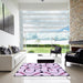 Square Patterned Medium Orchid Purple Rug in a Living Room, pat2097pur