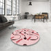 Round Patterned Red Rug in a Office, pat2097rd