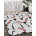 Patterned Gray Novelty Rug in Family Room, pat2097