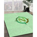 Patterned Mint Green Rug in Family Room, pat2098grn