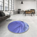 Round Patterned Sky Blue Rug in a Office, pat2099blu