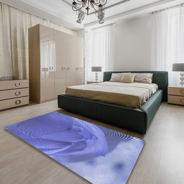 Patterned Sky Blue Rug in a Bedroom, pat2099blu