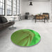 Round Patterned Seaweed Green Rug in a Office, pat2099grn