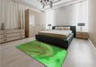 Patterned Seaweed Green Rug in a Bedroom, pat2099grn