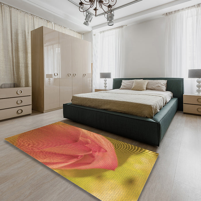 Patterned Orange Rug in a Bedroom, pat2099org