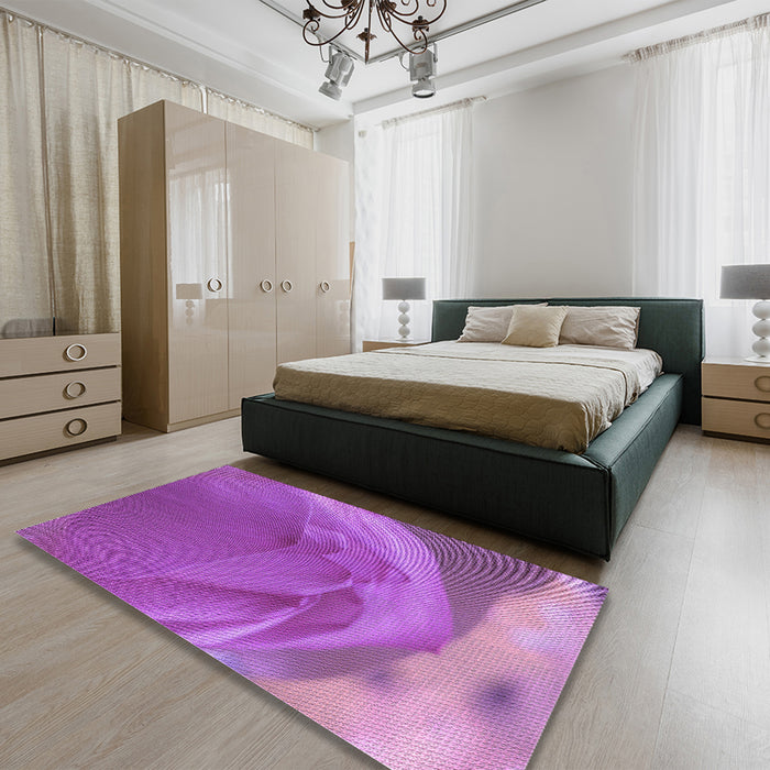 Patterned Crimson Purple Rug in a Bedroom, pat2099pur