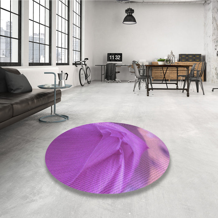Round Patterned Crimson Purple Rug in a Office, pat2099pur