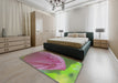 Machine Washable Transitional Pink Rug in a Bedroom, wshpat2099