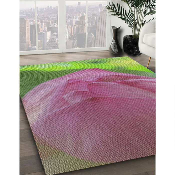 Patterned Pink Novelty Rug in Family Room, pat2099