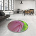 Round Machine Washable Transitional Pink Rug in a Office, wshpat2099