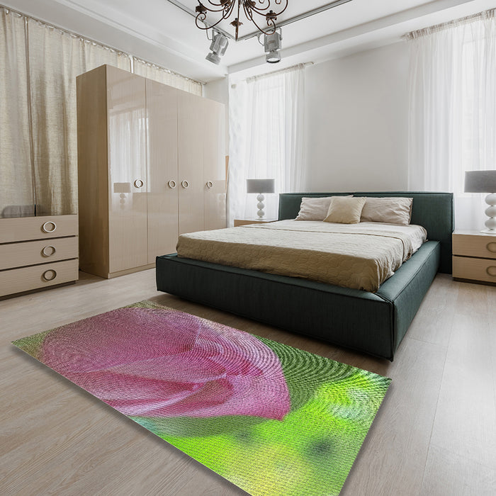Patterned Pink Novelty Rug in a Bedroom, pat2099