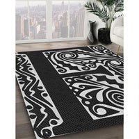 Patterned Dark Gray Novelty Rug, pat209