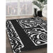 Patterned Dark Gray Novelty Rug in Family Room, pat209