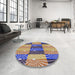 Round Machine Washable Transitional Purple Haze Purple Rug in a Office, wshpat20