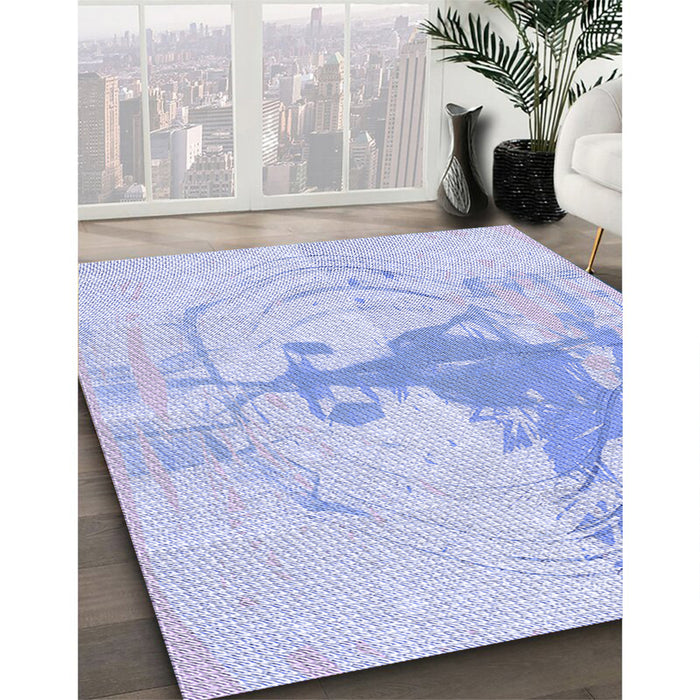 Patterned Sky Blue Rug in Family Room, pat21blu