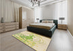 Patterned Metallic Gold Rug in a Bedroom, pat21brn