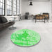 Round Patterned Green Rug in a Office, pat21grn