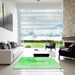 Square Patterned Green Rug in a Living Room, pat21grn