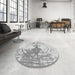 Round Patterned Gunmetal Gray Rug in a Office, pat21gry