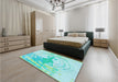 Patterned Turquoise Green Rug in a Bedroom, pat21lblu