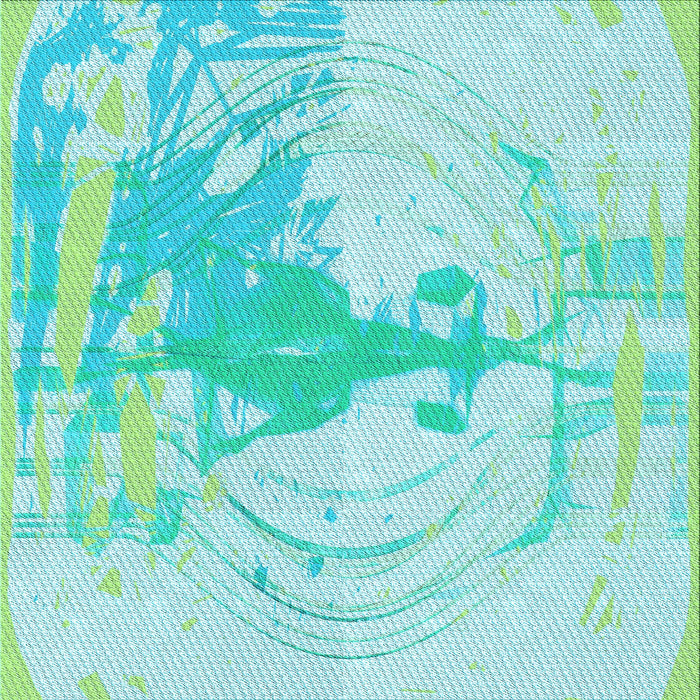 Round Patterned Turquoise Green Rug, pat21lblu