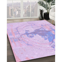 Patterned Bright Lilac Purple Rug, pat21pur