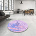 Round Patterned Bright Lilac Purple Rug in a Office, pat21pur