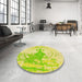 Round Patterned Green Yellow Green Rug in a Office, pat21yw