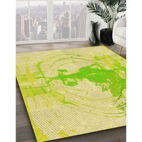 Patterned Green Yellow Green Rug, pat21yw