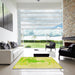 Square Patterned Green Yellow Green Rug in a Living Room, pat21yw